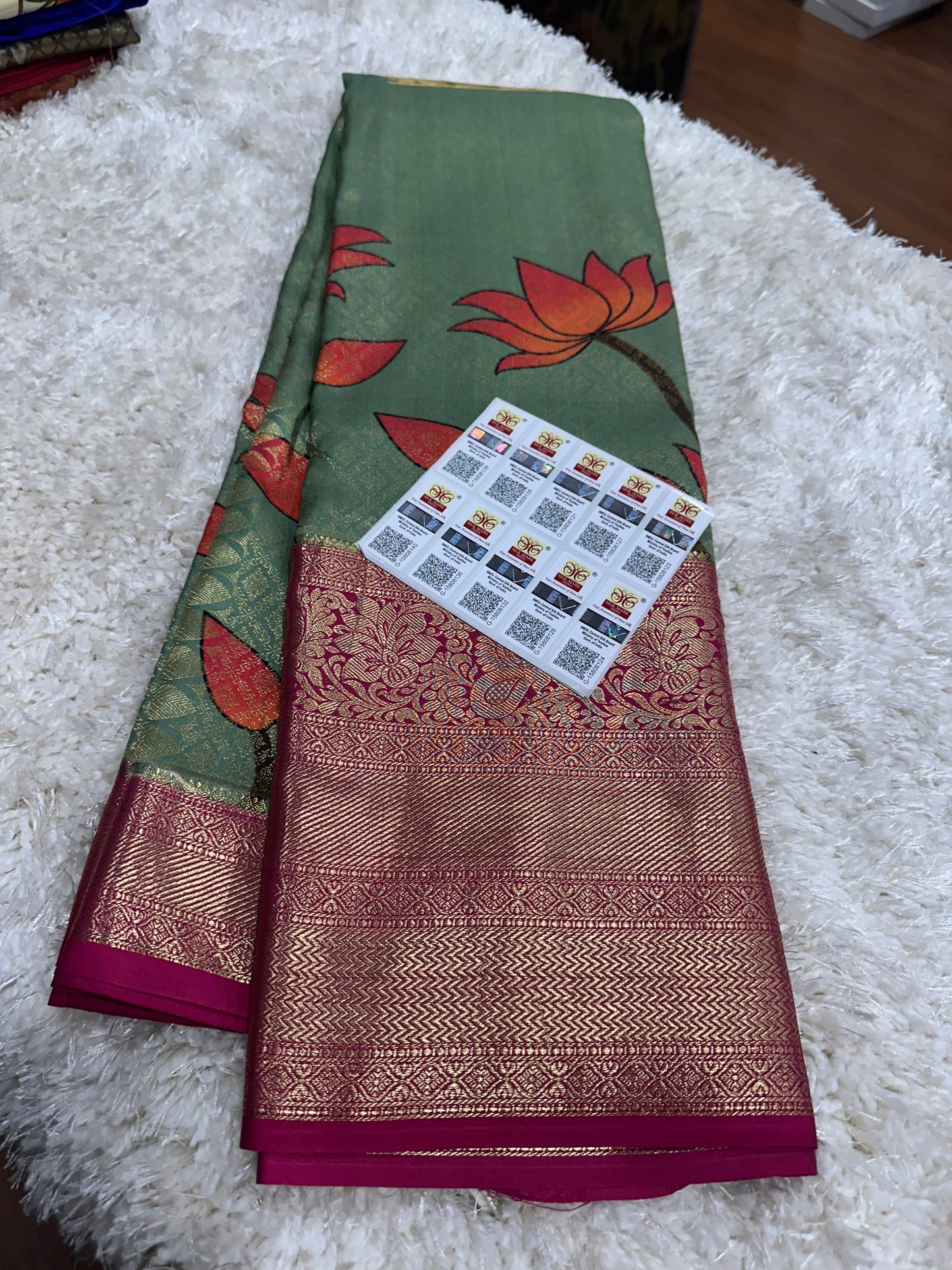 Pure digital print Kanjivaram silk sarees