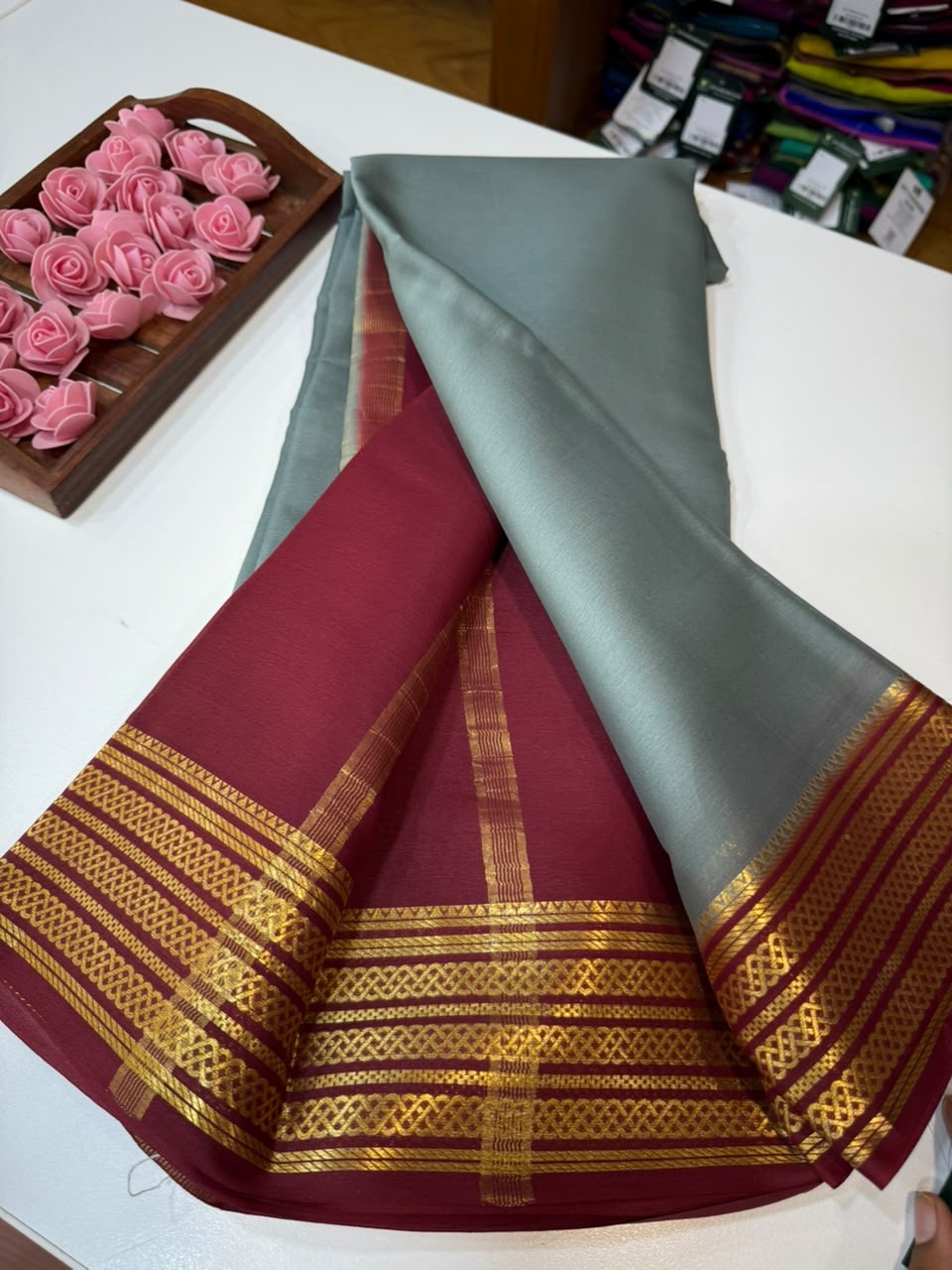 Mysore silk sarees light weight pattern