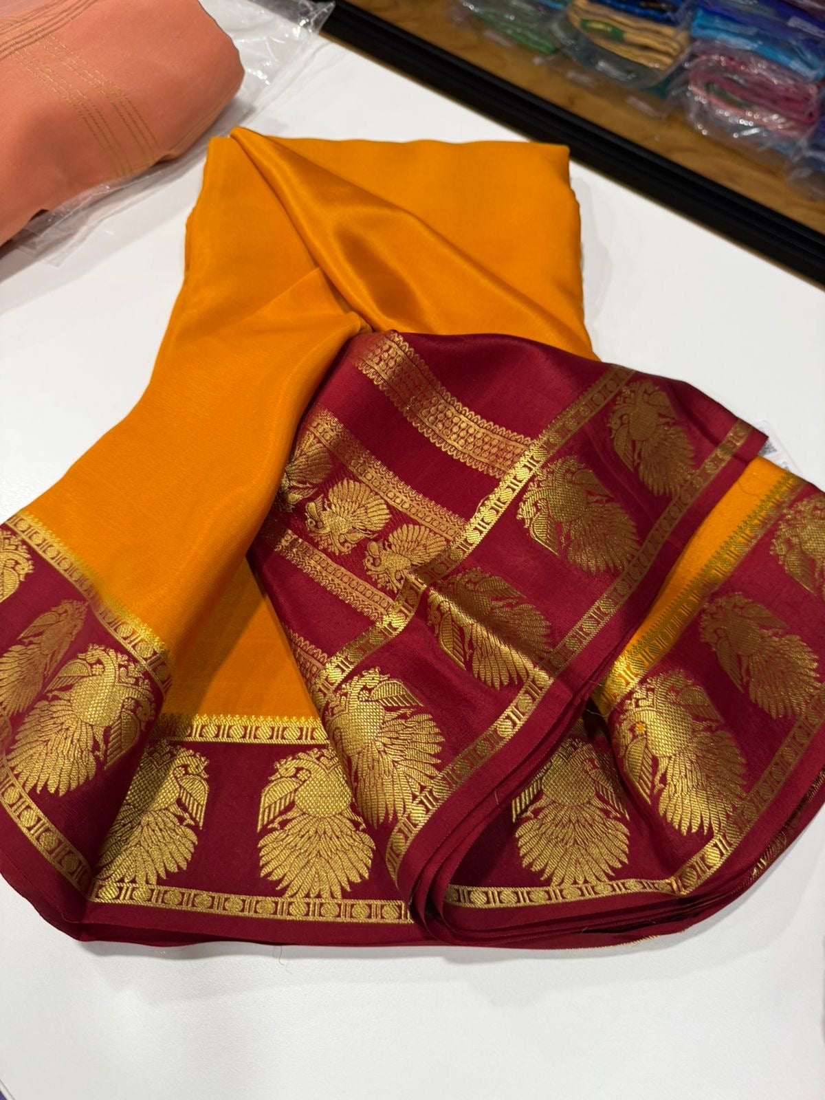 Mysore silk sarees contrast pattern
