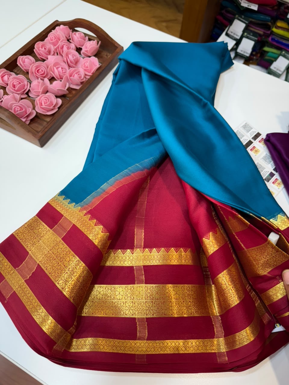 Mysore silk saree light weight pattern