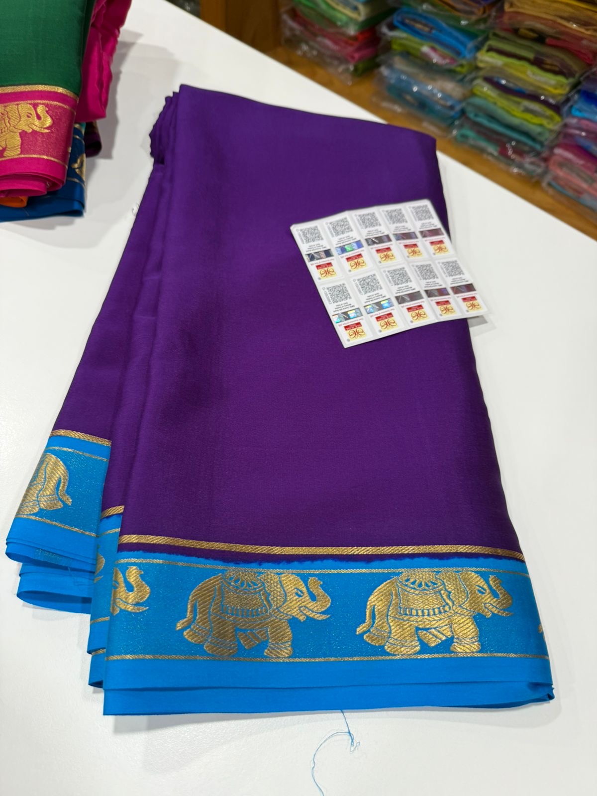 Mysore silk saree contrast pattern