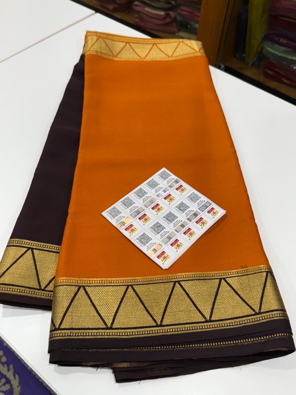 Mysore silk saree half and half pattern