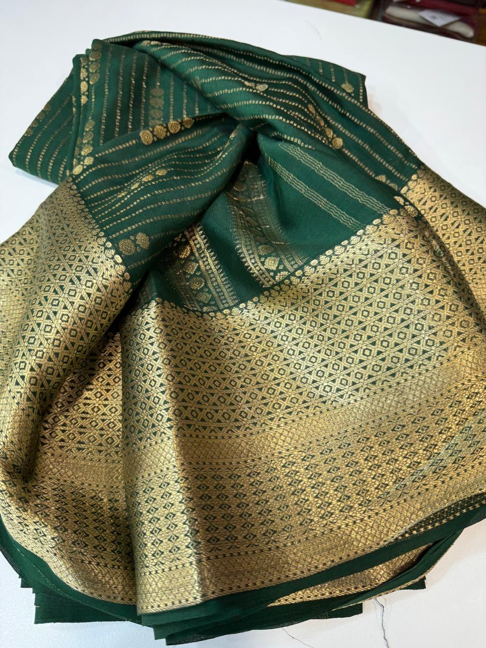 Mysore silk sarees self linen butta pattern