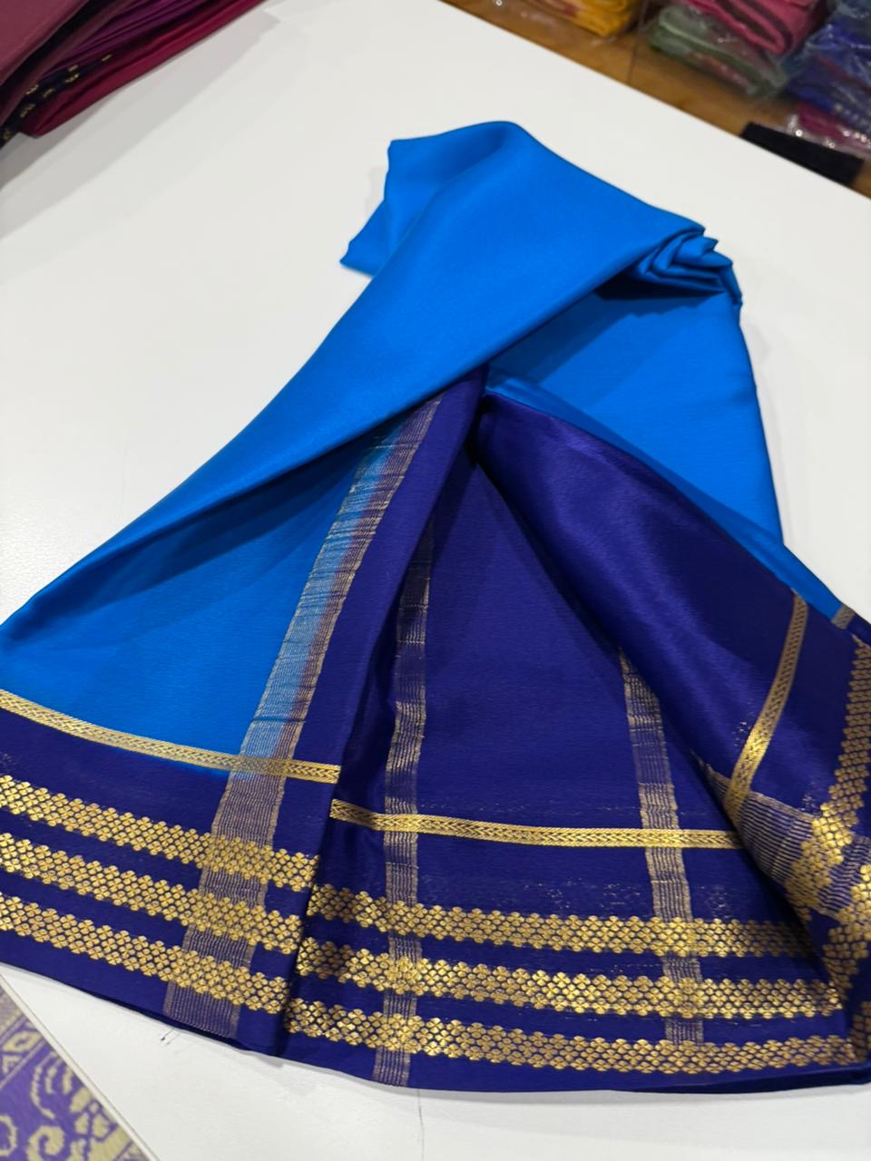 Mysore silk sarees contrast pattern