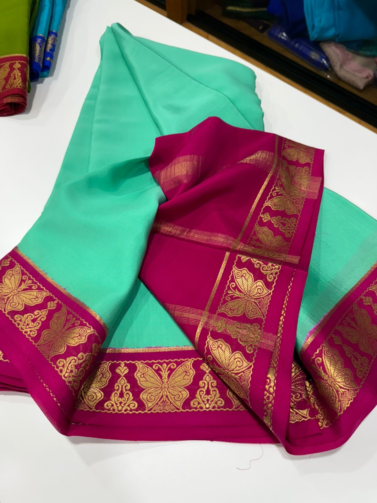 Contrast border Mysore Silks Saress