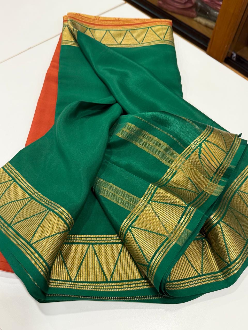 Half n Half pattern Mysore silk Saress