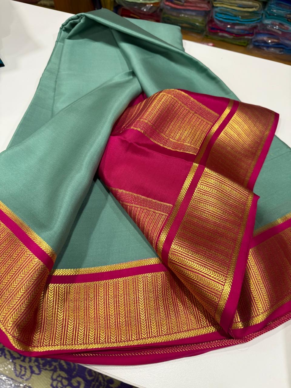 Mysore silk saree contrast border