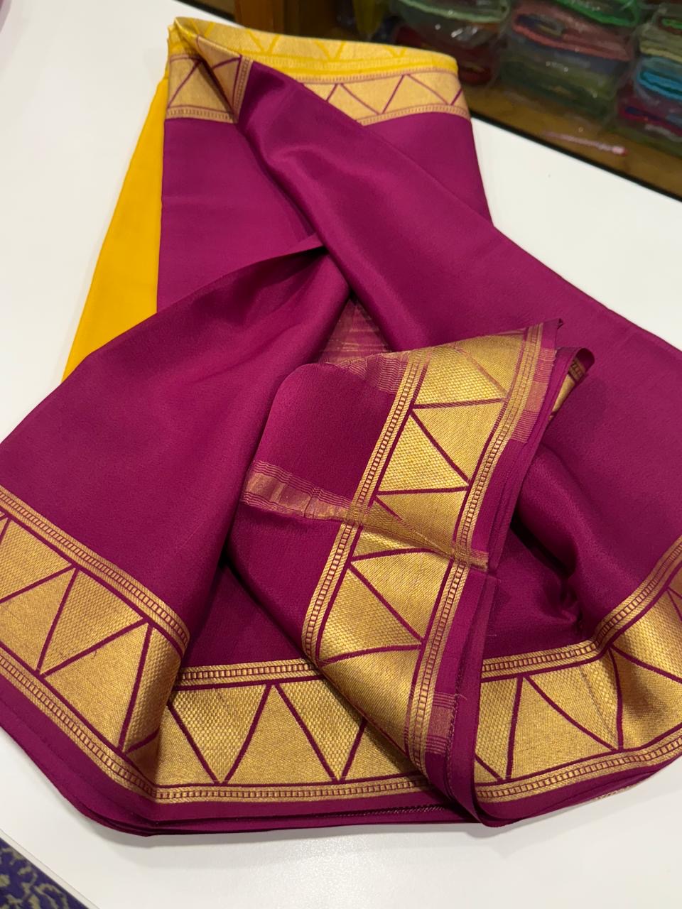 Half n Half pattern Mysore silk Saress