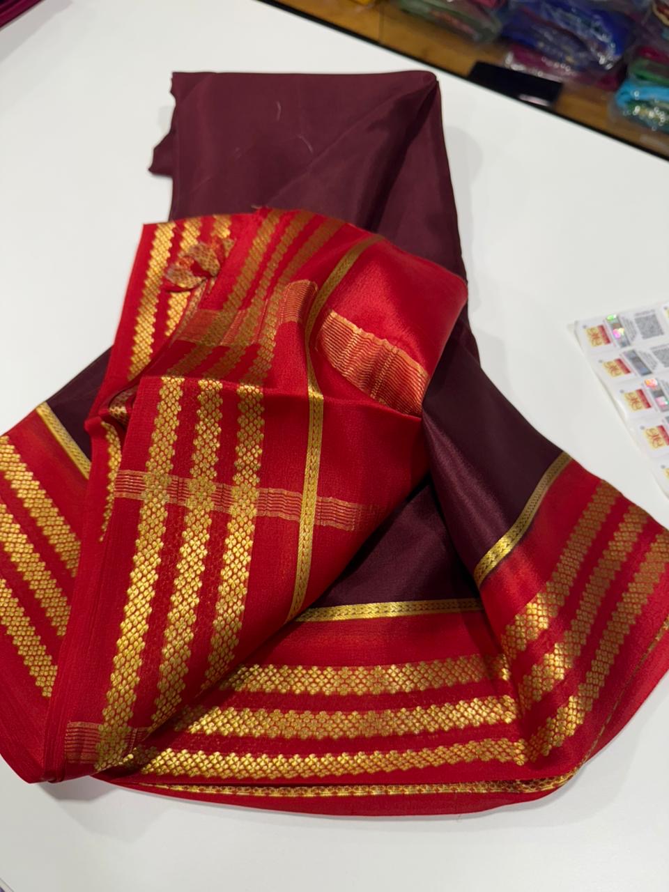 Mysore silk sarees contrast pattern