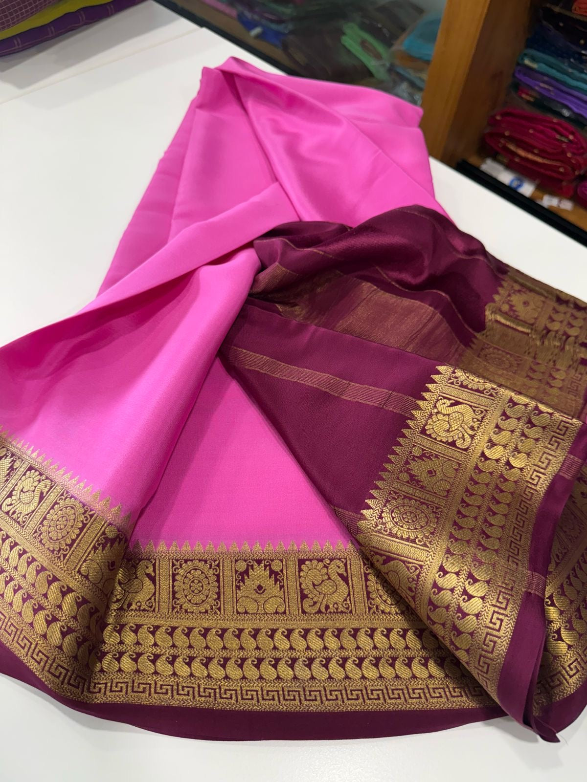 Traditional pattern mysore silk sarees with elegant color combinations