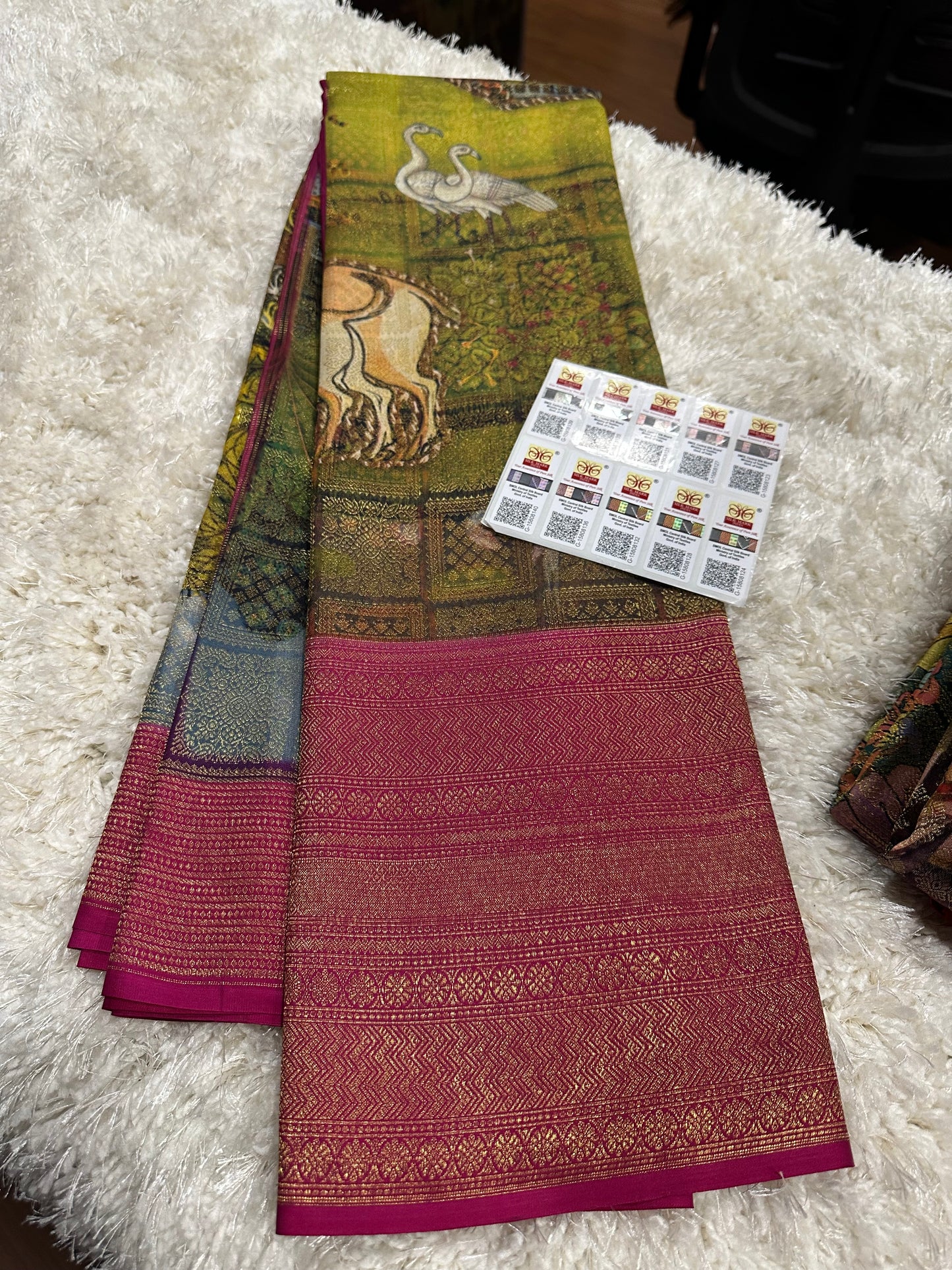 Pure digital print Kanjivaram silk sarees
