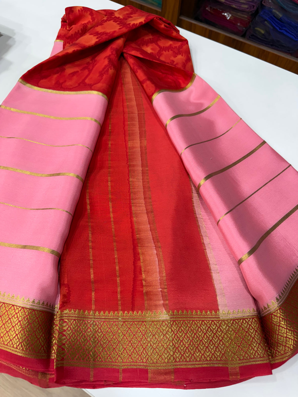 Mysore silk contrast stripes