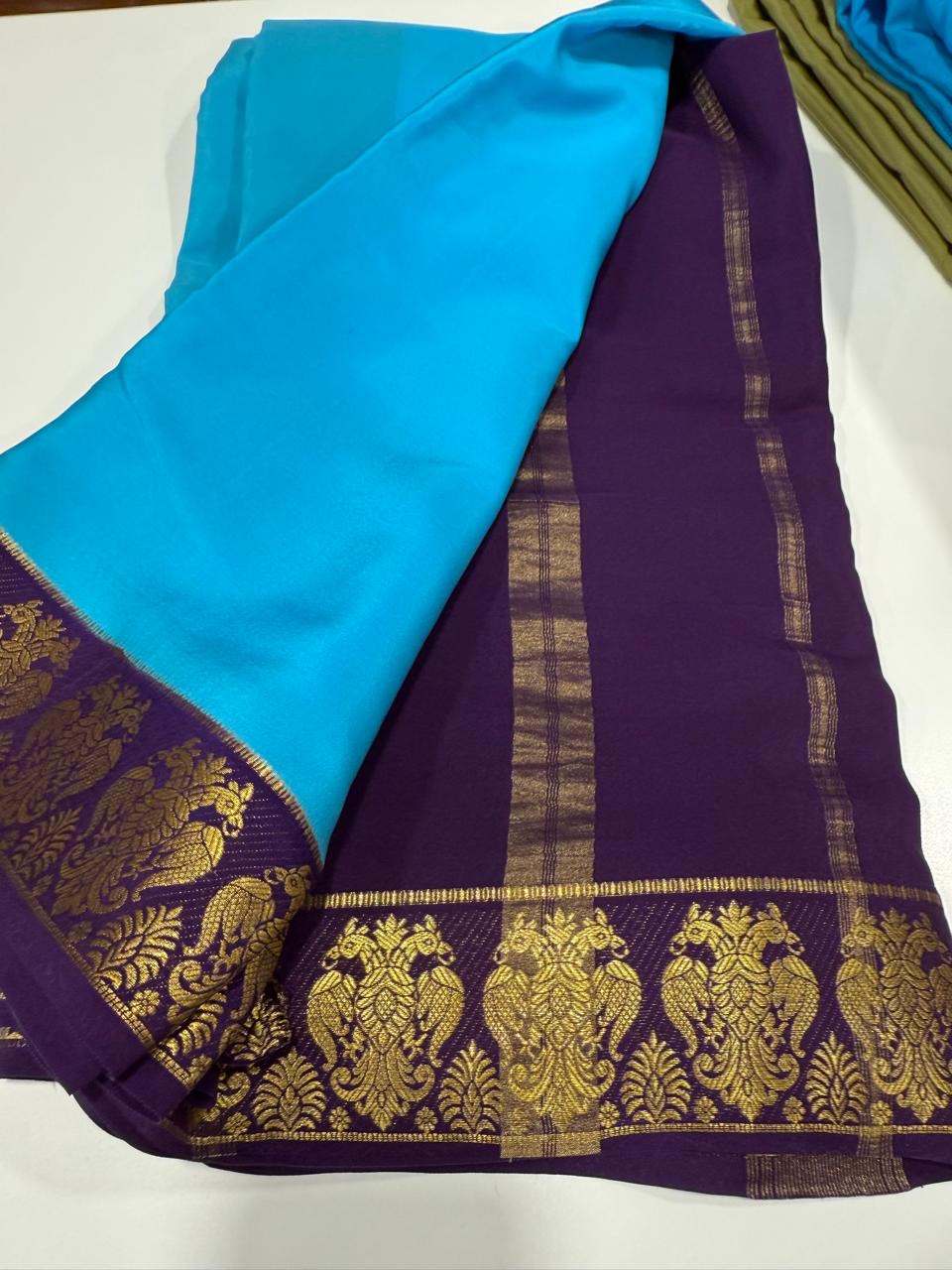 ❤️Traditional border in gold lace Zari Mysore silk sarees ❤️