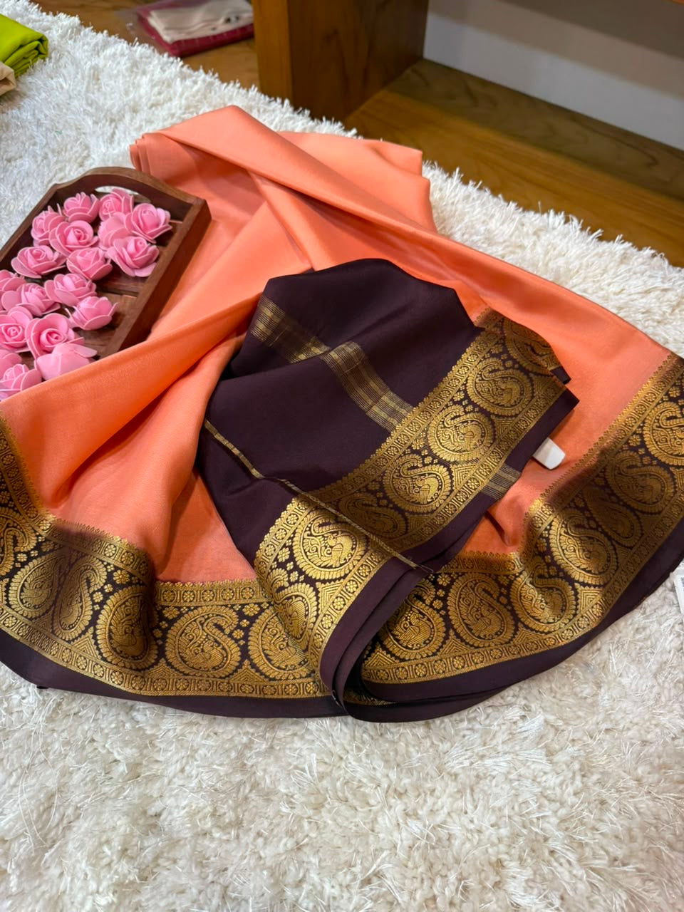 Mysore silk sarees contrast pattern