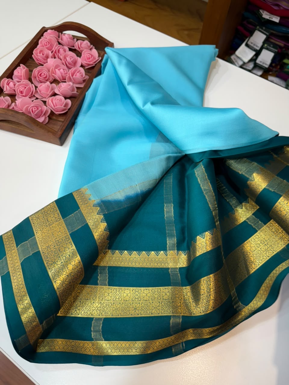 Mysore silk sarees light weight pattern