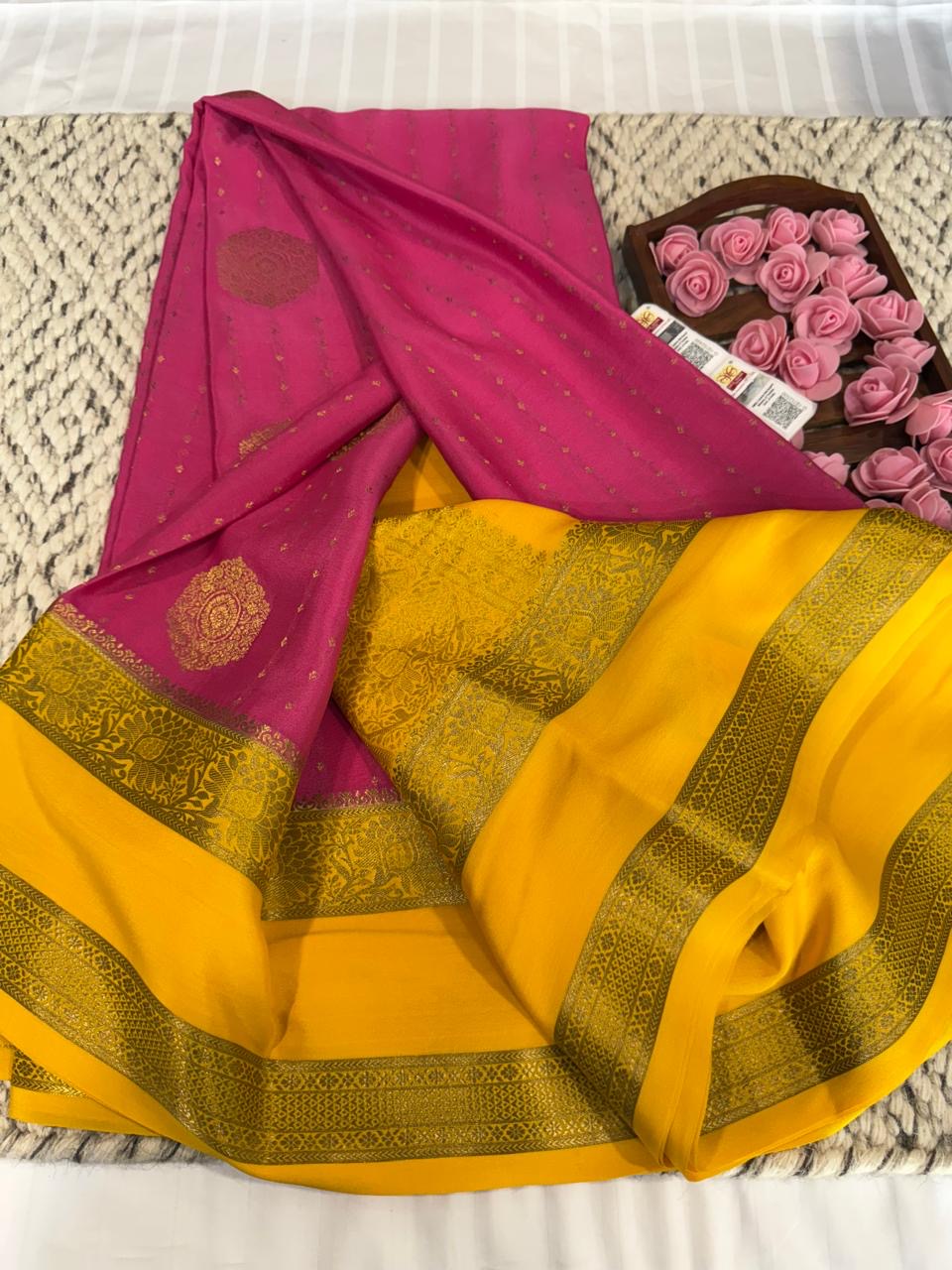 Mysore silk sarees contrast pattern
