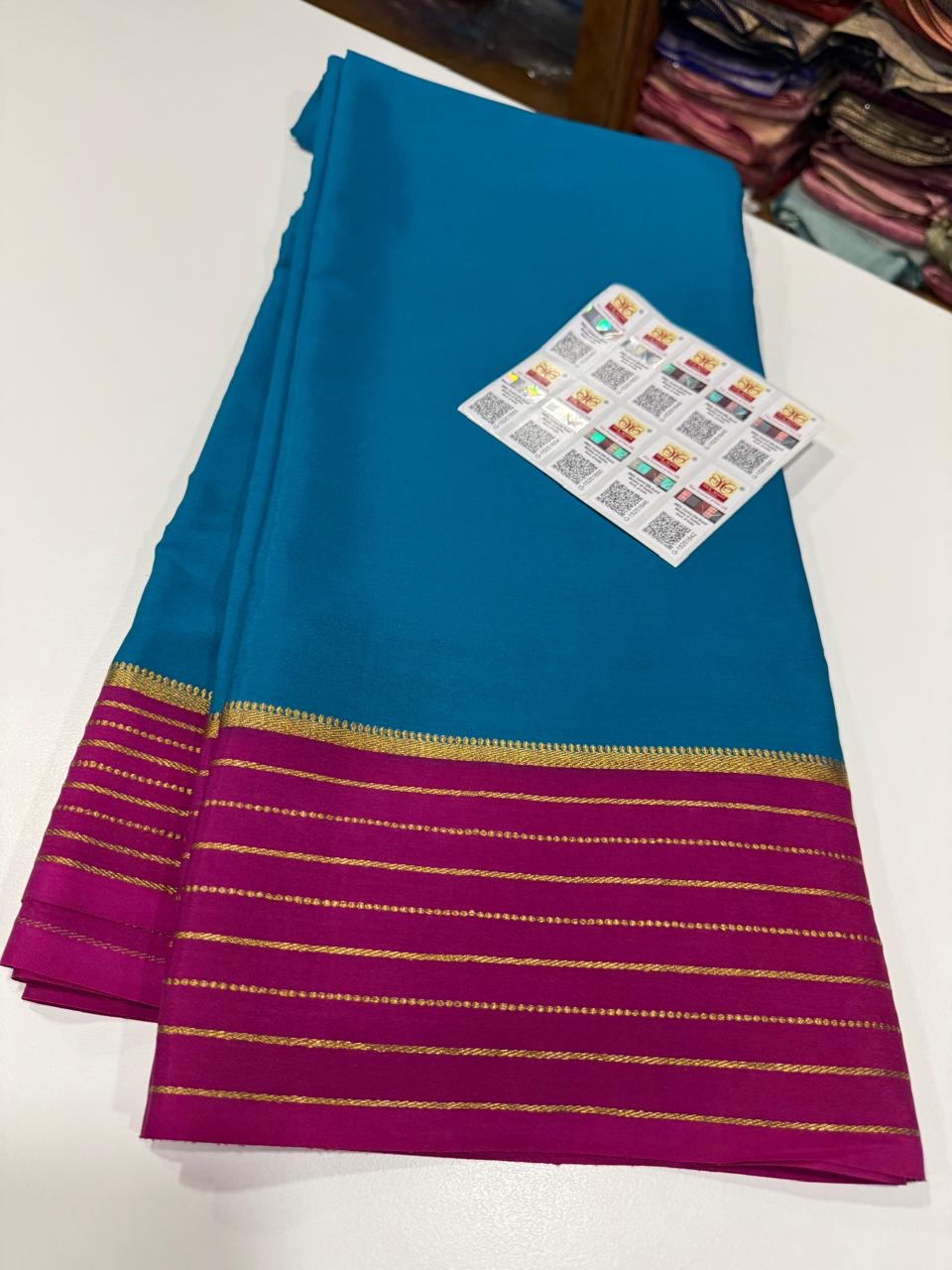 Mysore silk saree contrast pattern