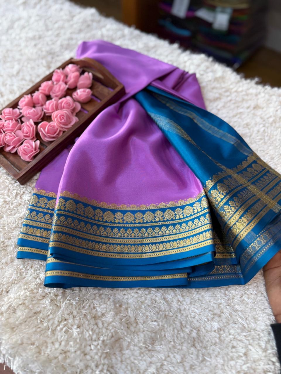 Mysore silk sarees contrast pattern