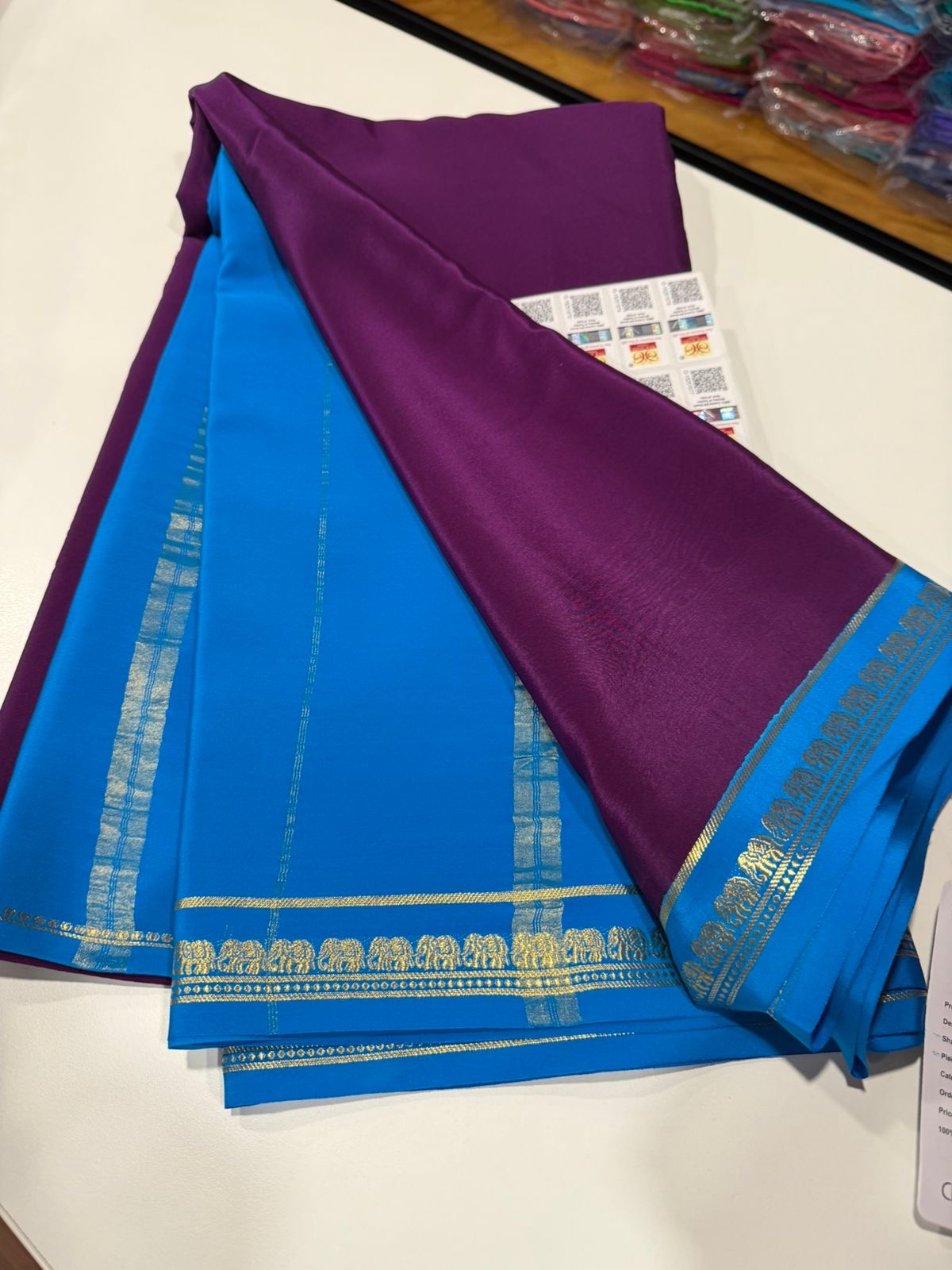 Pure Zari elephant contrast border