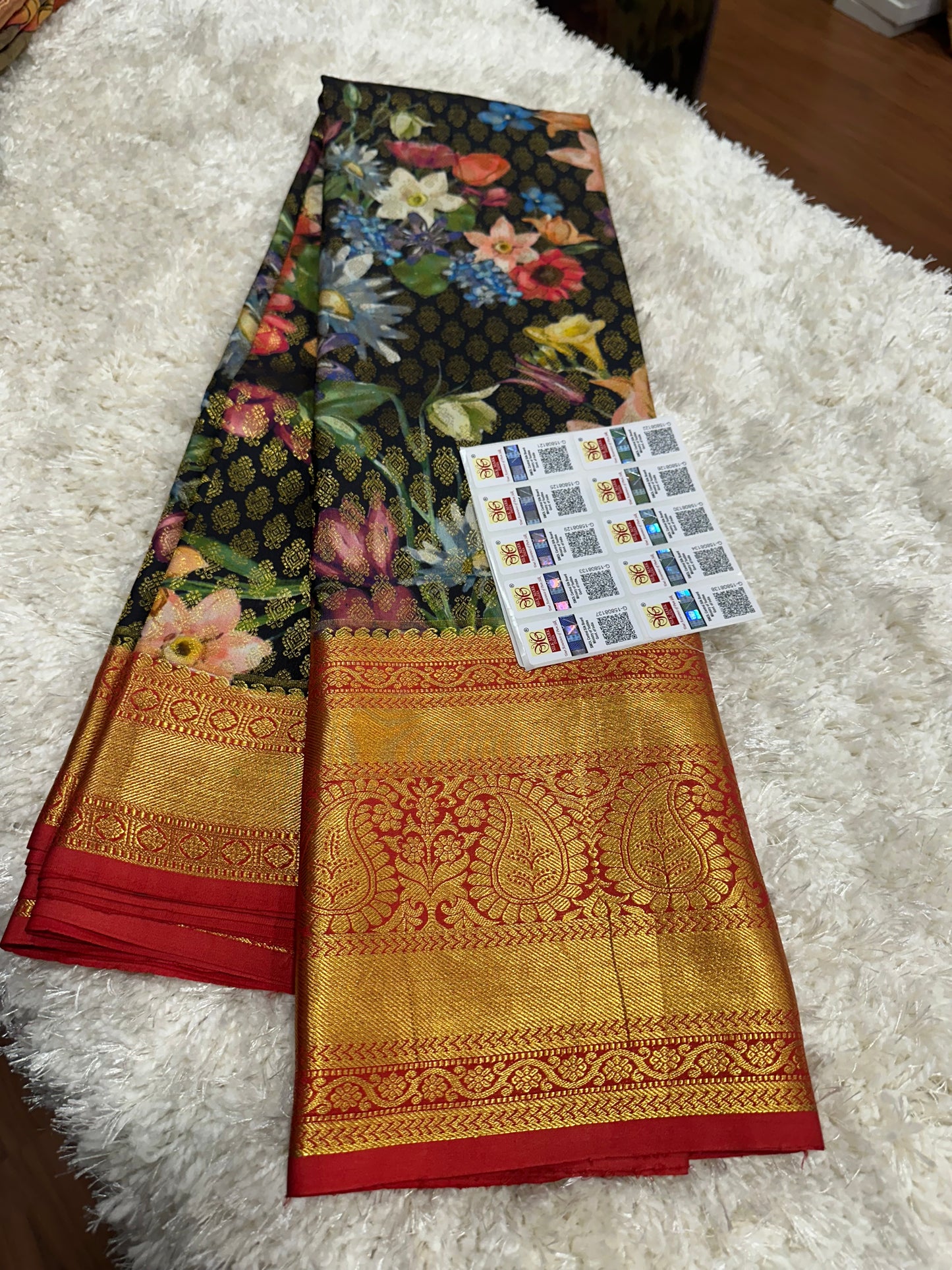 Pure digital print Kanjivaram silk sarees