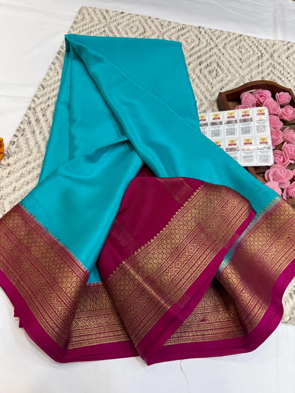 Mysore silk sarees contrast pattern