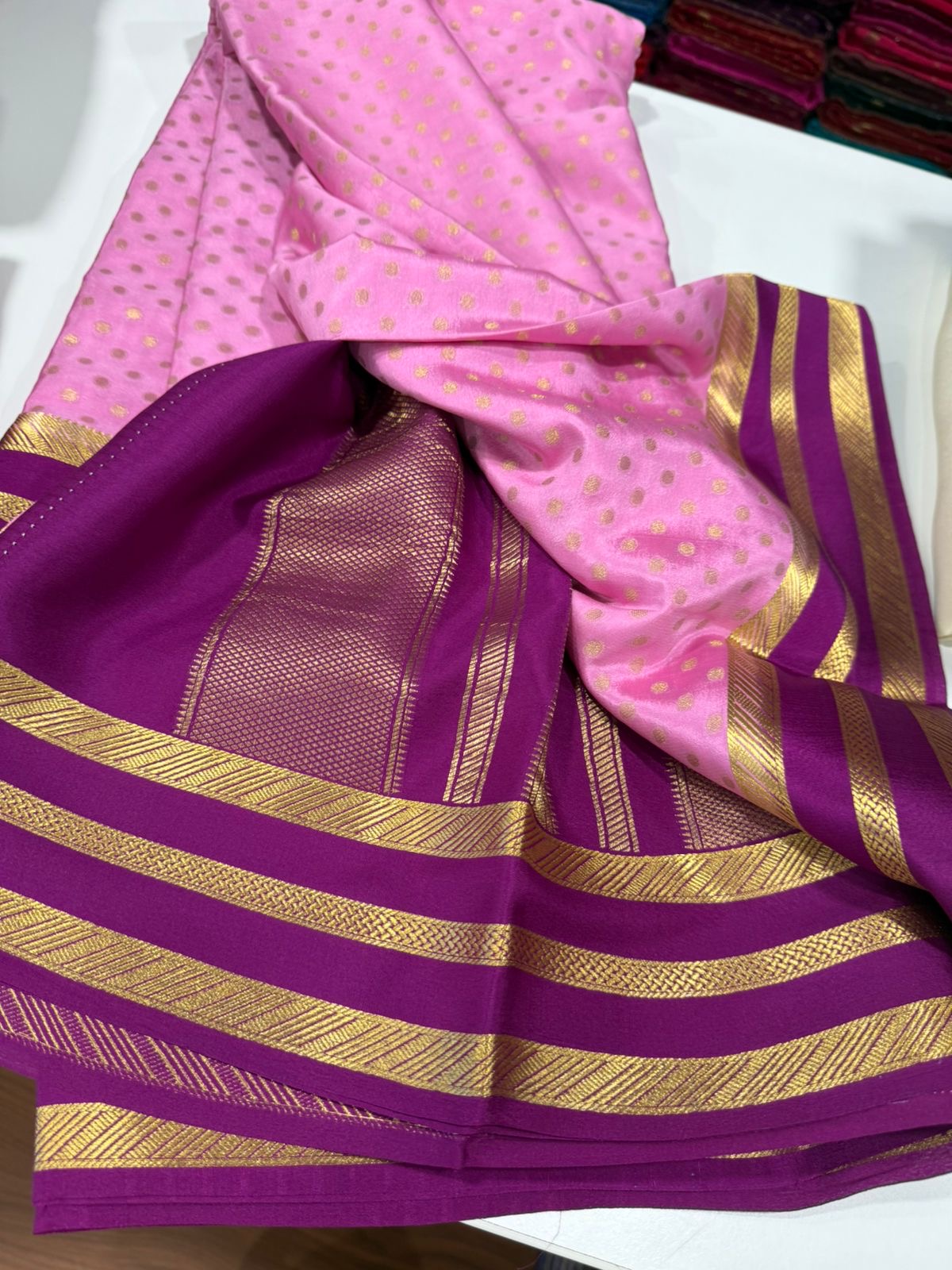 All over Zari consumption pattern with rich Pallu