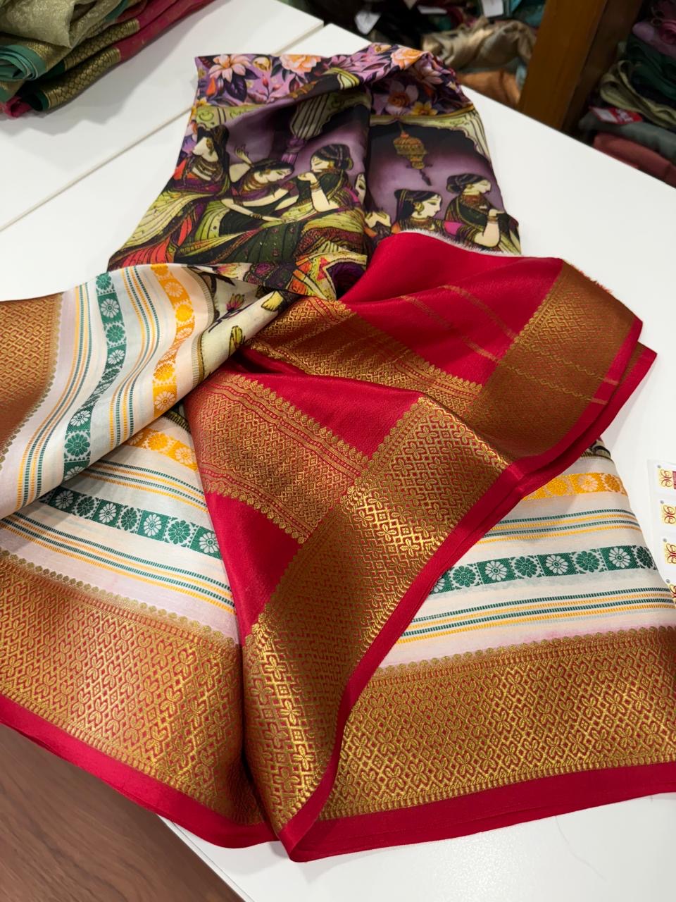 😍Digital print mysore silk sarees 😍