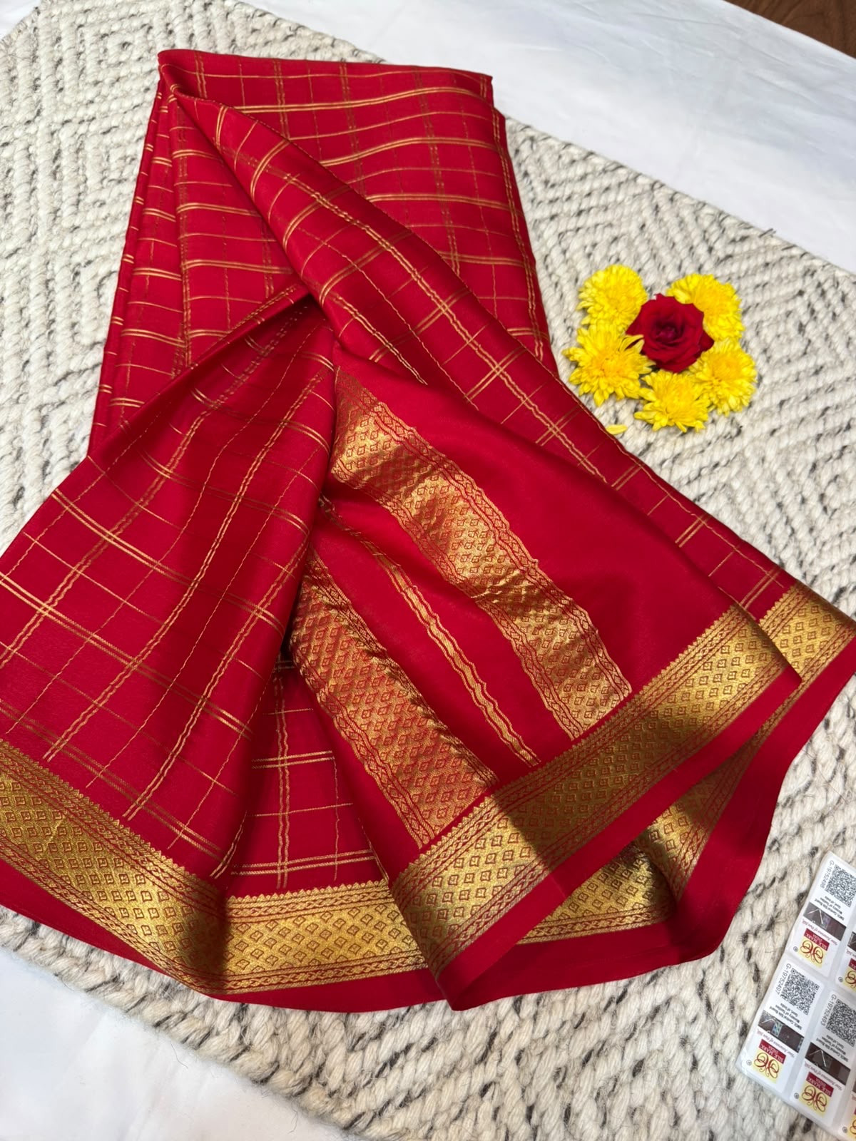 Mysore silk sarees checks pattern