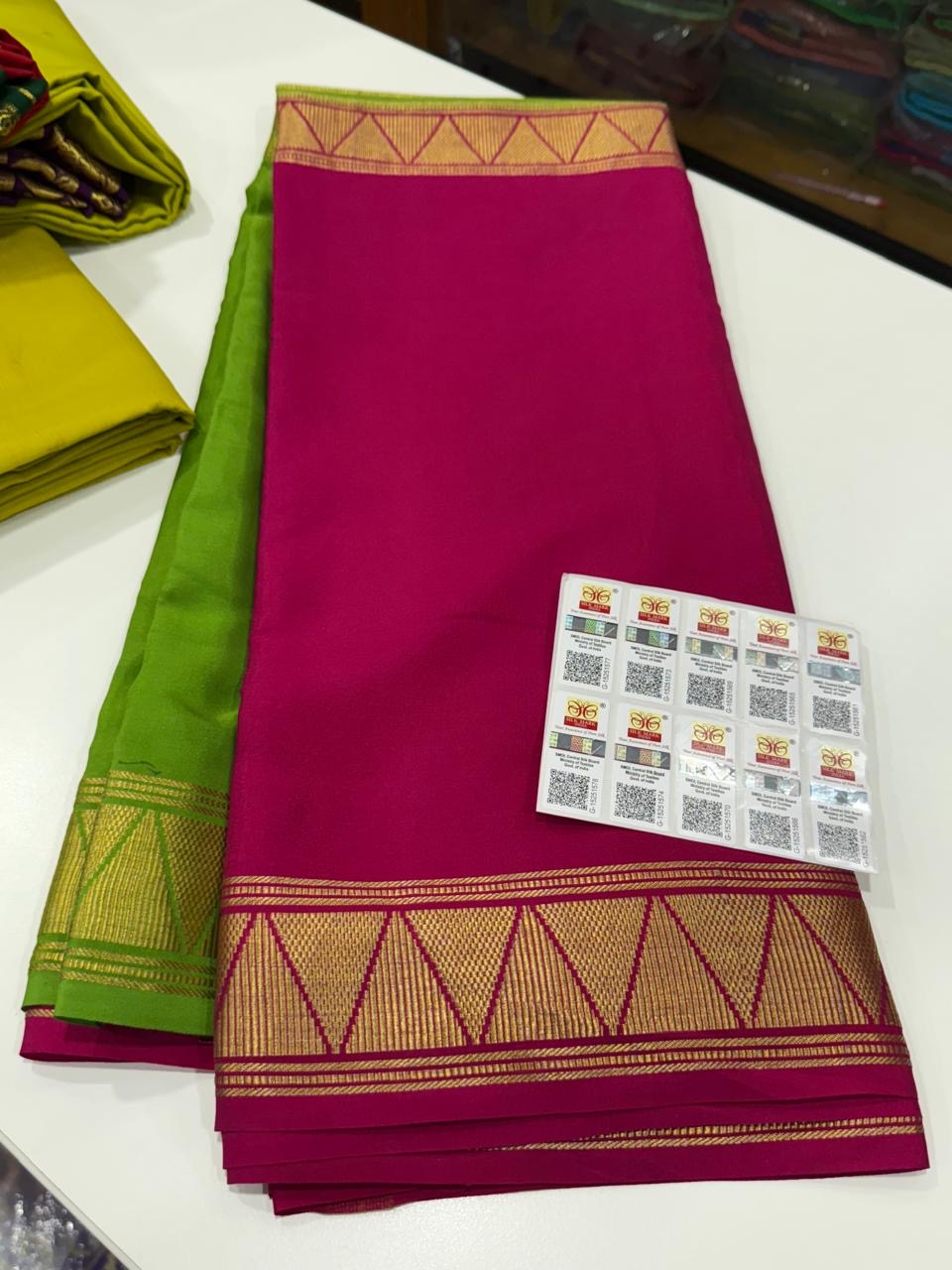 Mysore silk saree half and half pattern