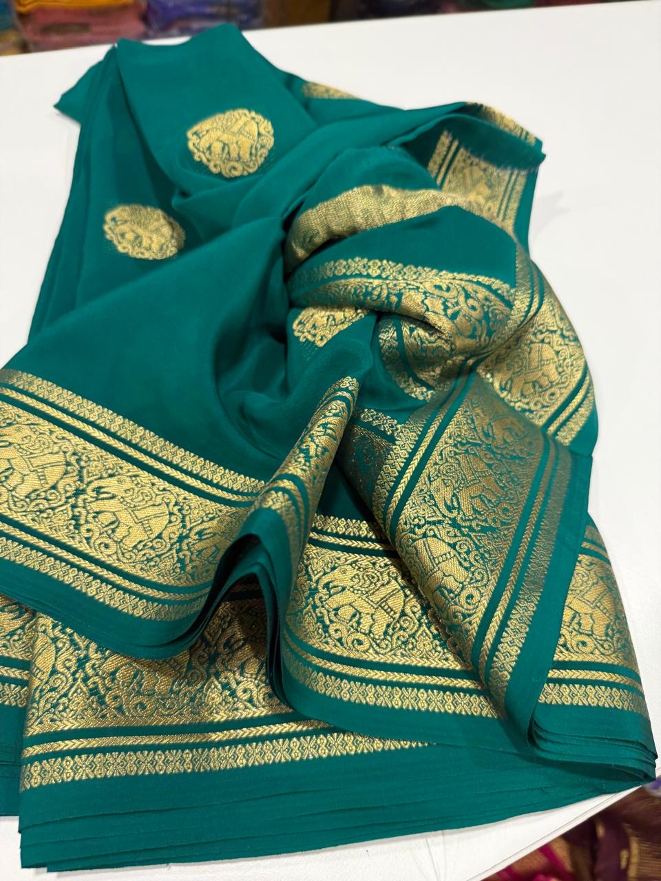 Pure zari Mysore silk saree elephant butta