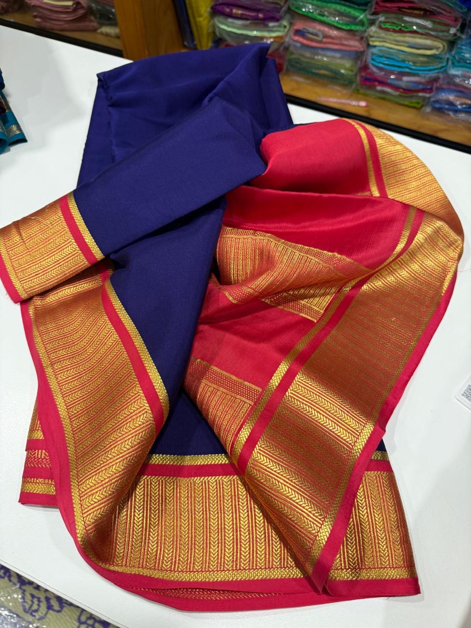 Mysore silk saree contrast border