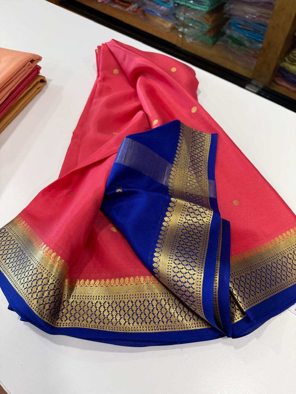 Mysore silk saree light weight pattern