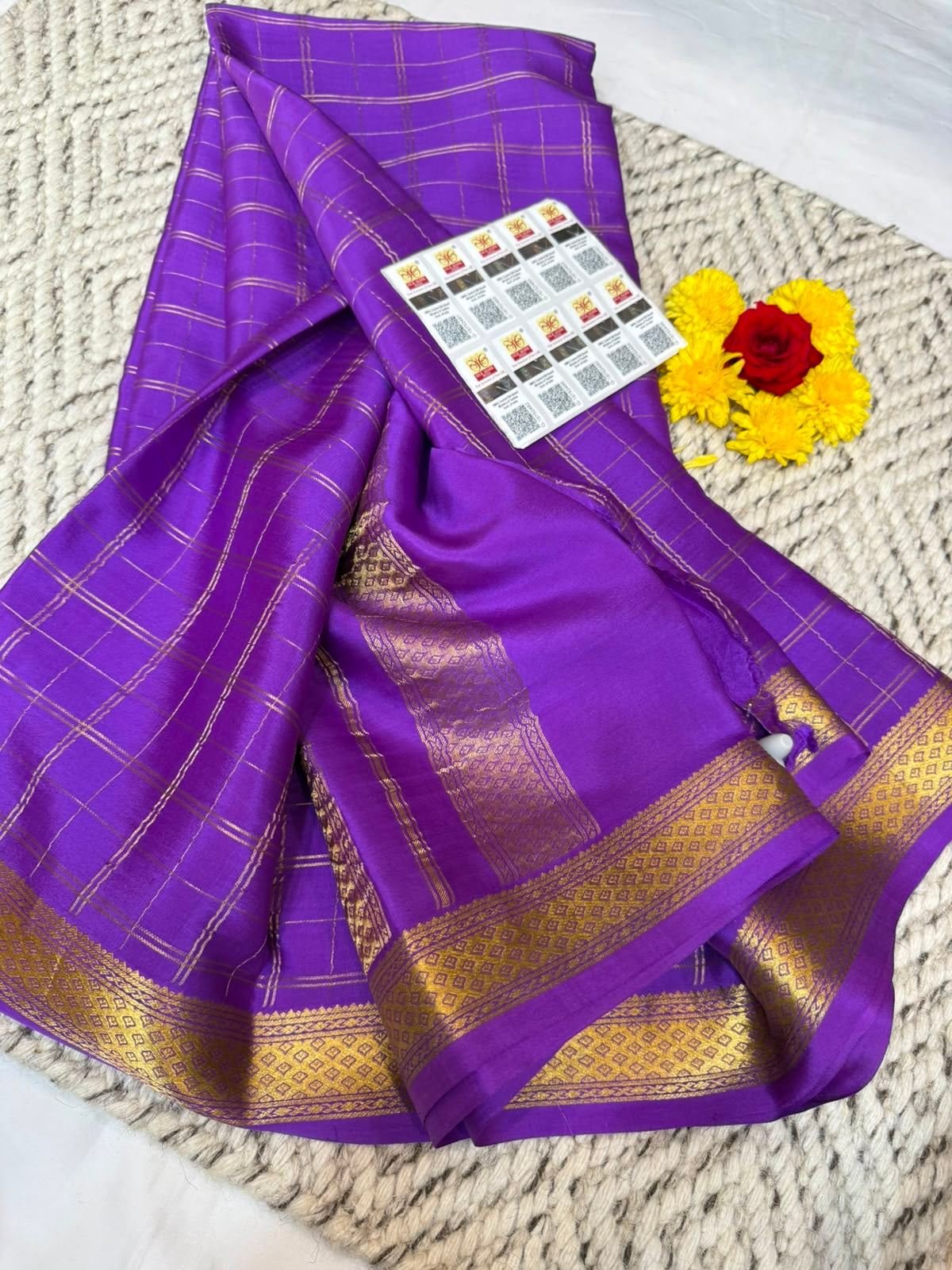 Mysore silk sarees checks pattern