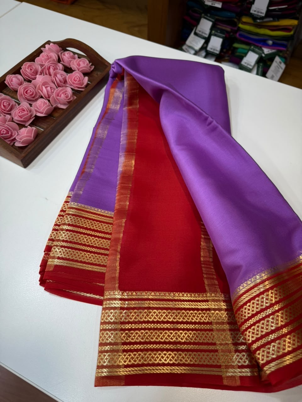 Mysore silk sarees light weight pattern