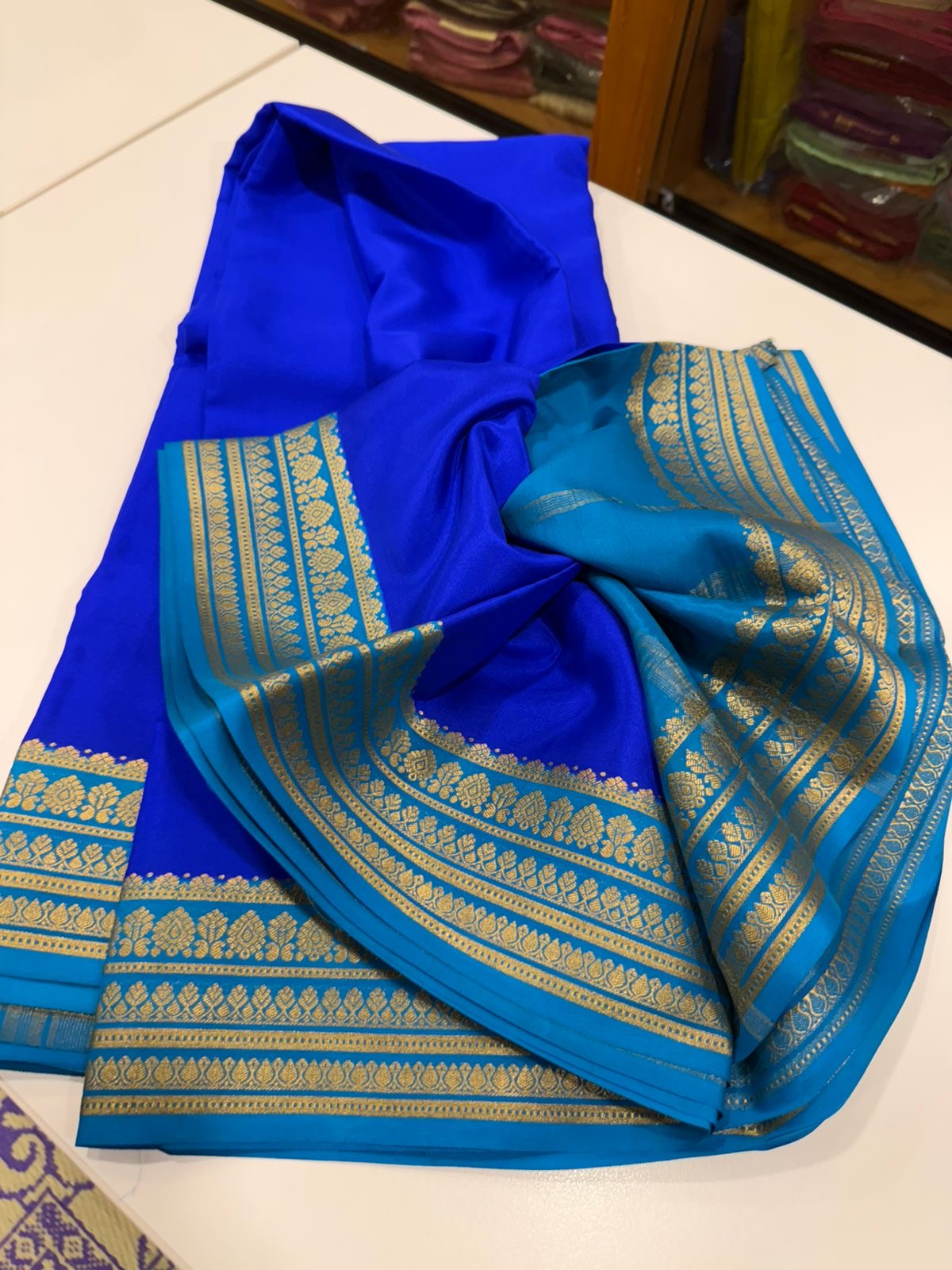 Contrast pattern Mysore silk Saress