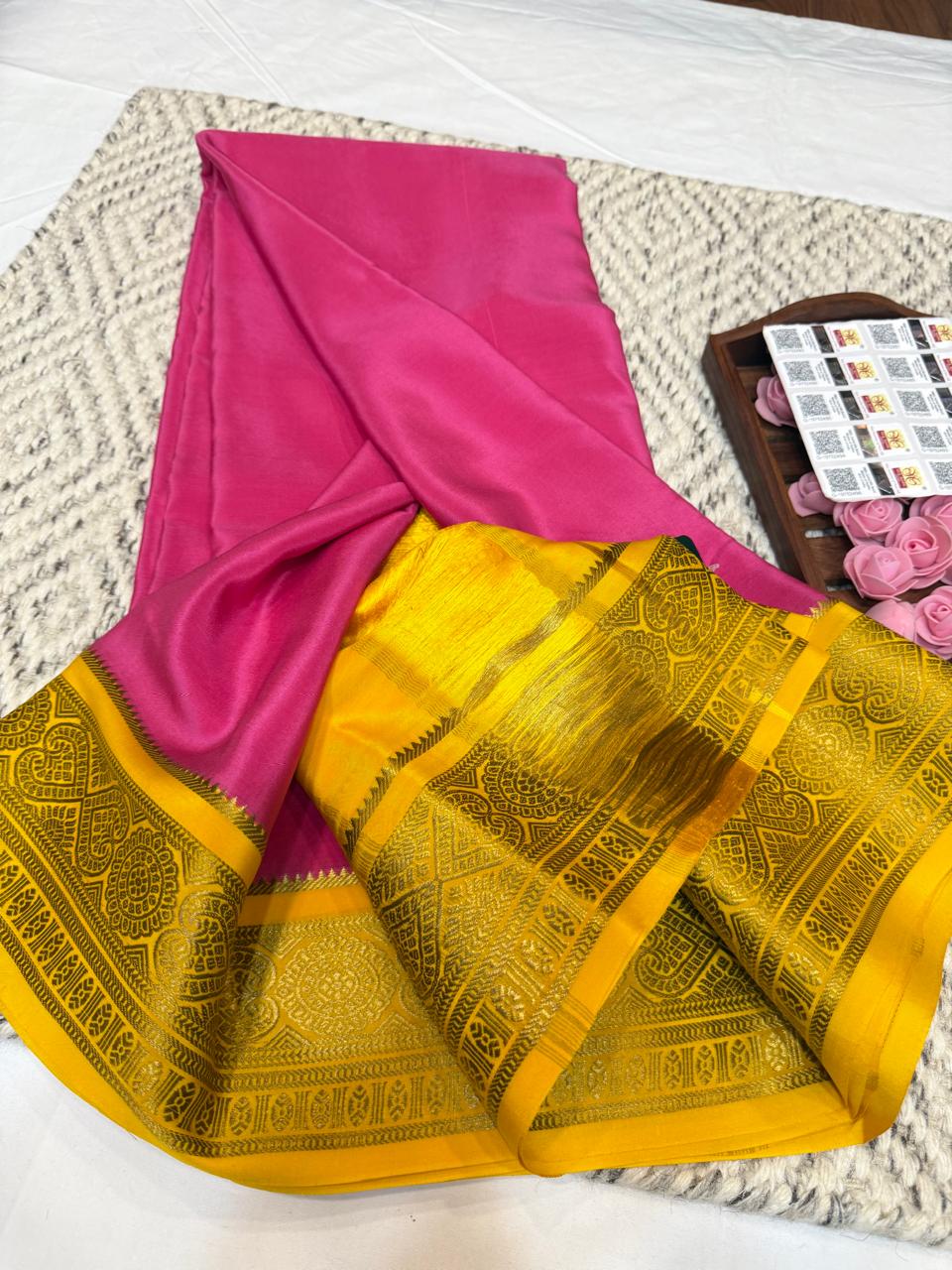Mysore silk sarees contrast pattern