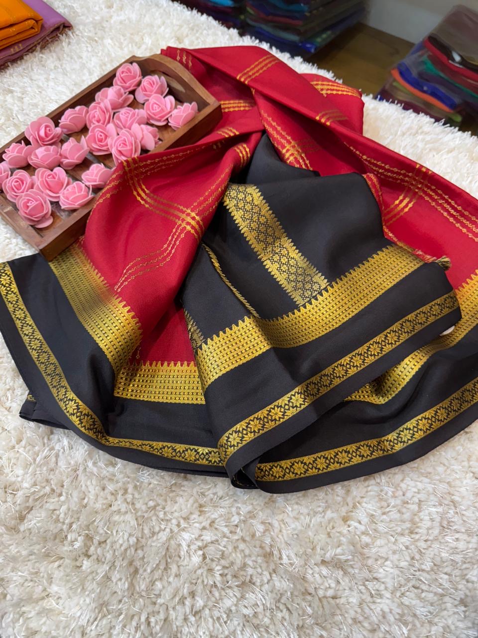 Mysore silk sarees contrast pattern