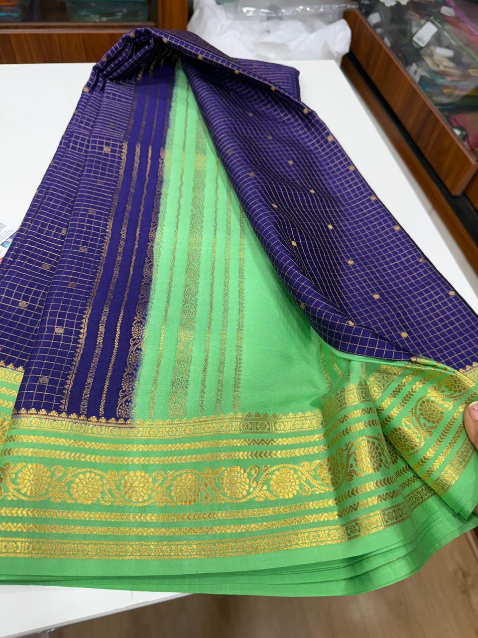 Mysore silk sarees contrast checks