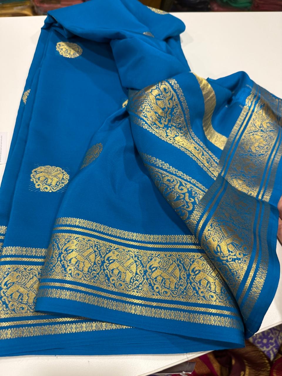 Pure zari Mysore silk saree elephant butta
