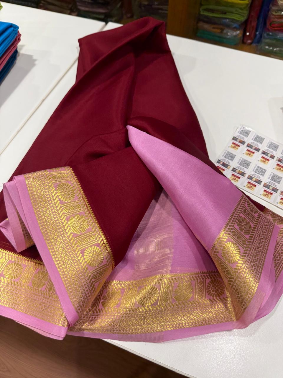 Mysore silk sarees light weight pattern