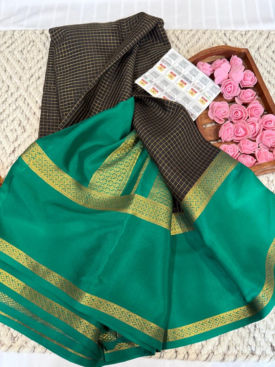 Mysore silk sarees checks pattern