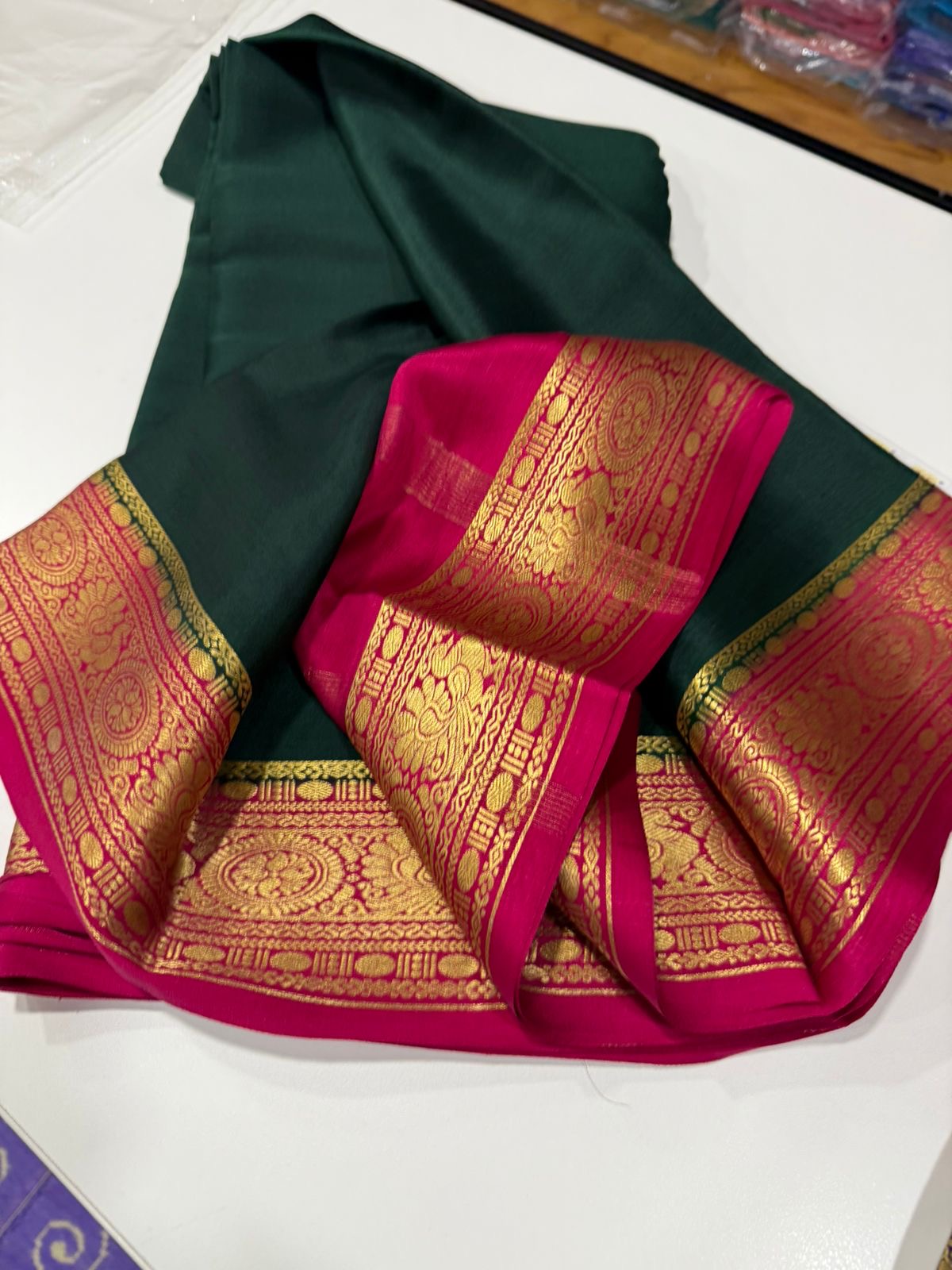 Mysore silk sarees contrast pattern