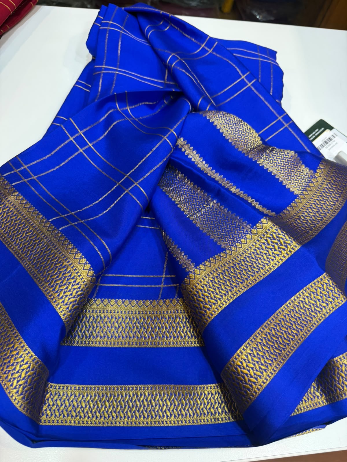 Mysore silk sarees self checks pattern