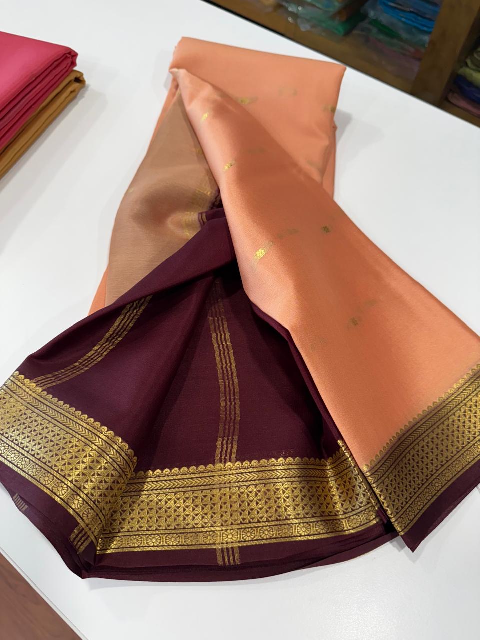 Mysore silk saree light weight pattern