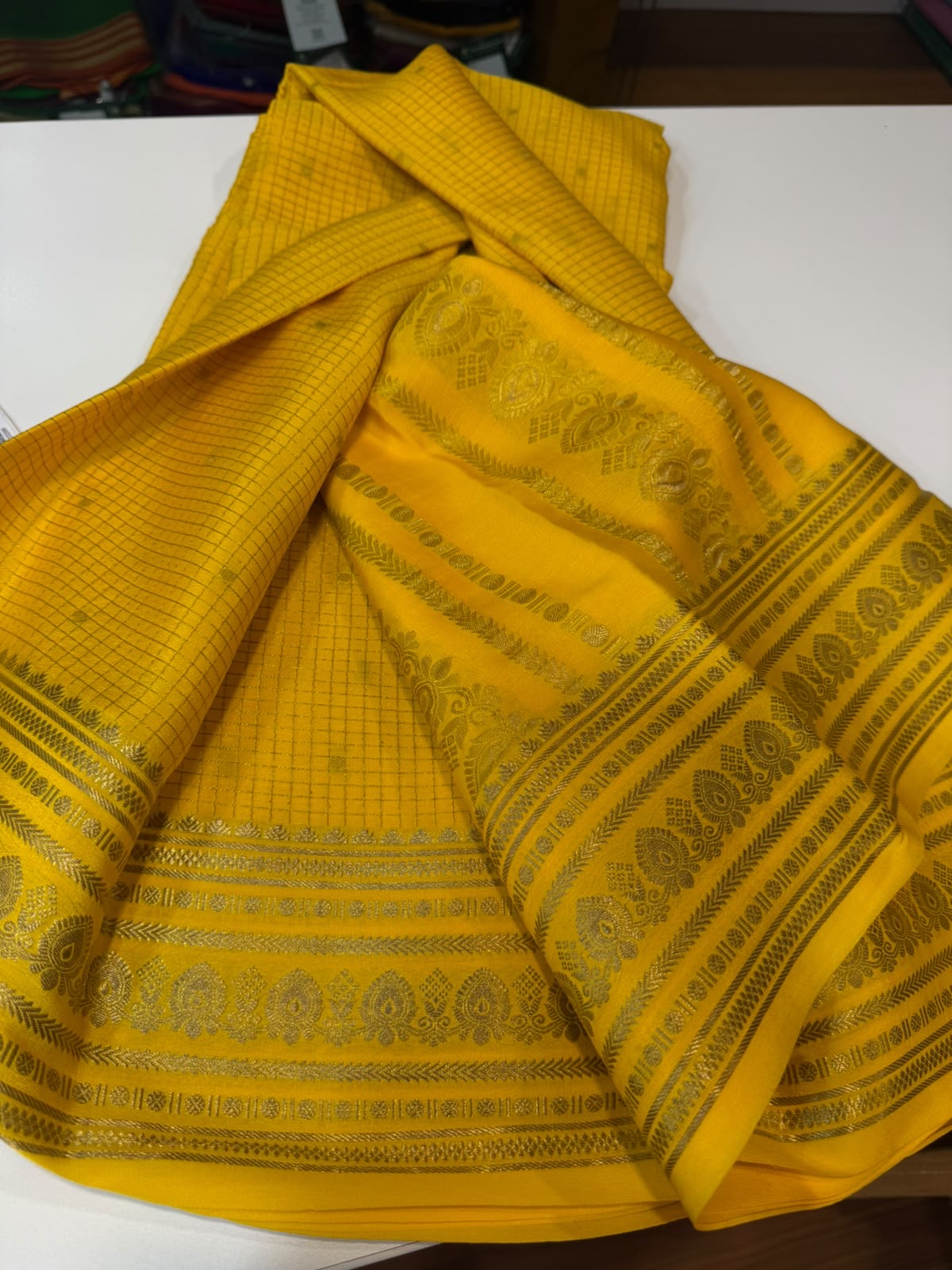 Mysore silk sarees checks pattern