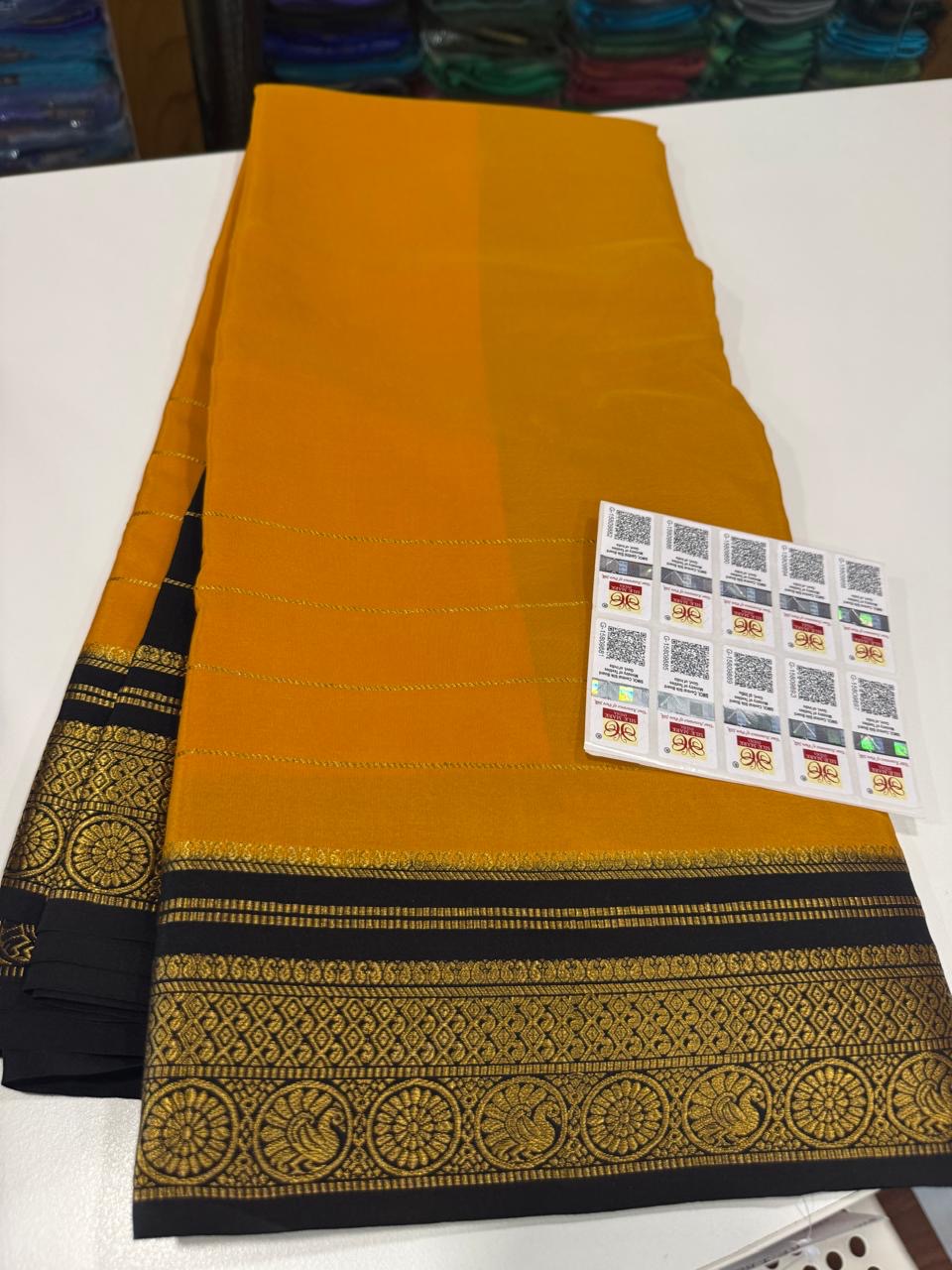 Mysore silk saree gold lace zari pattern