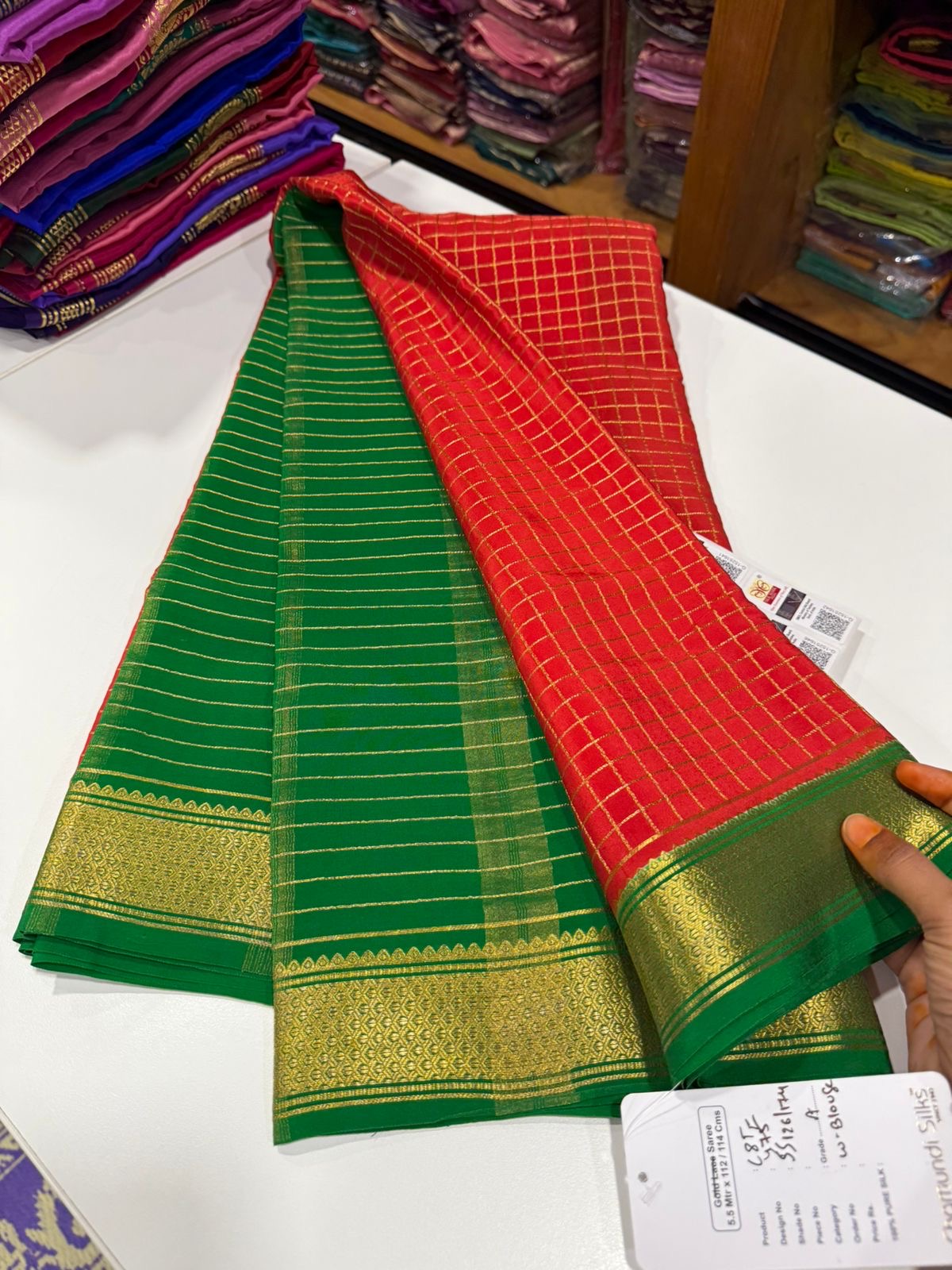 Mysore silk sarees golden lace pattern
