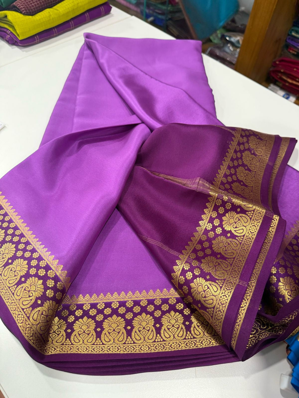 Traditional pattern mysore silk sarees with elegant color combinations