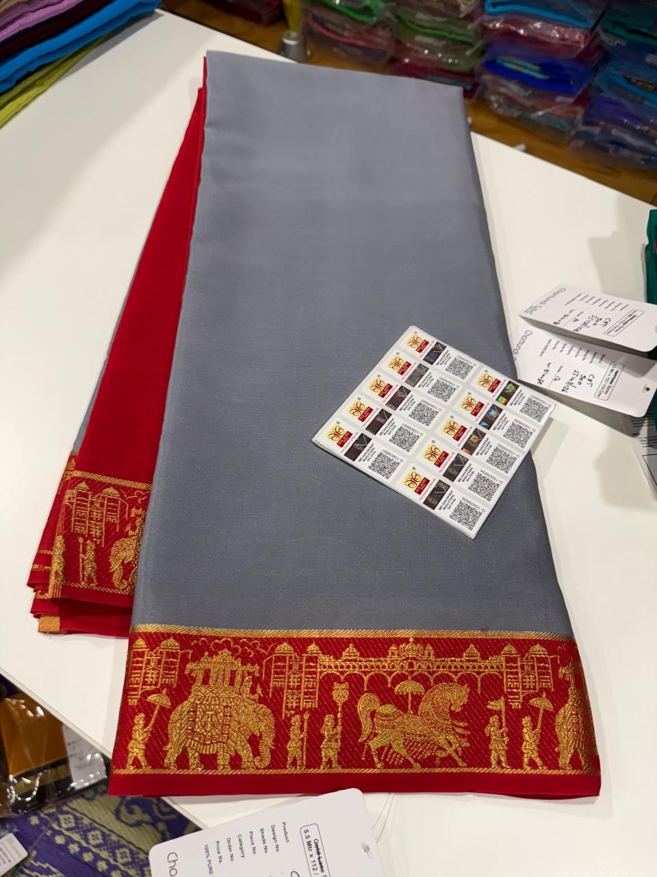 Mysore silk sarees golden lace pattern
