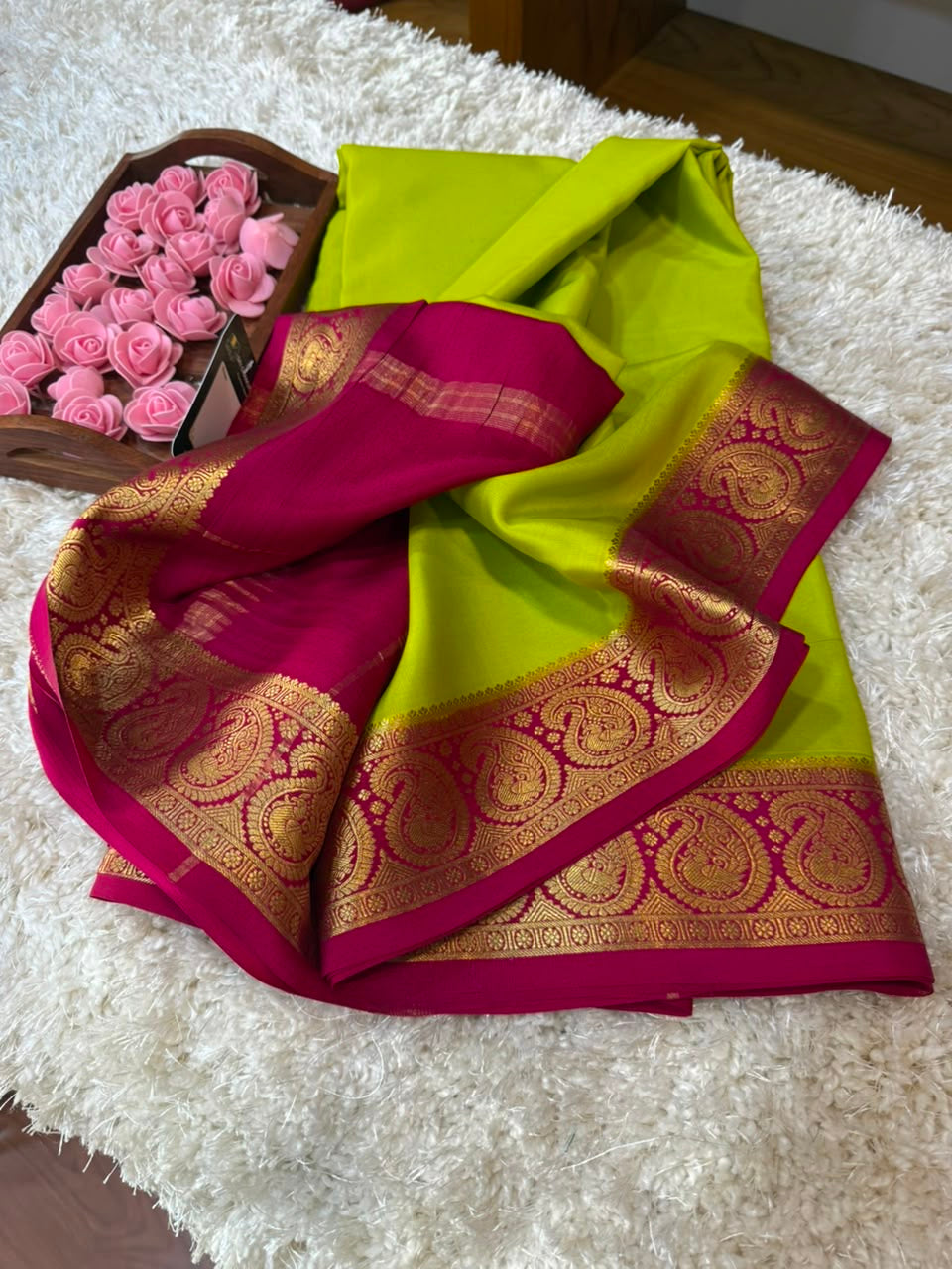 Mysore silk sarees contrast pattern